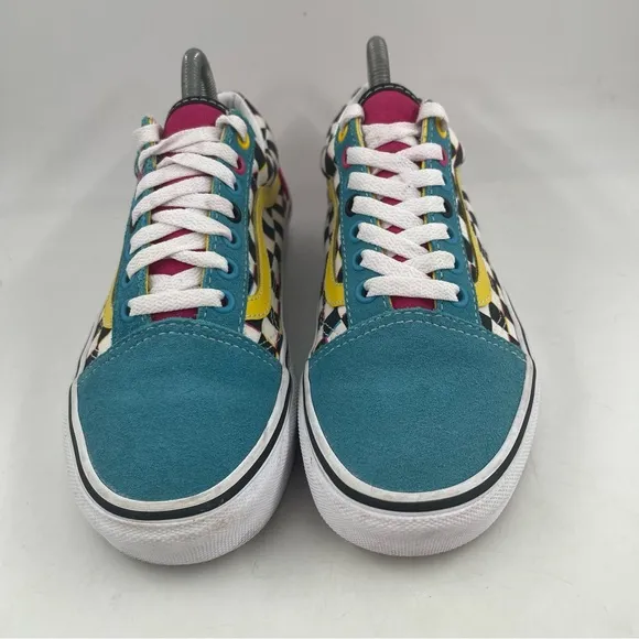 👞 Vans Unisex Old School Look Saved by the Bell Checker Suede Blue Pink Sneaker