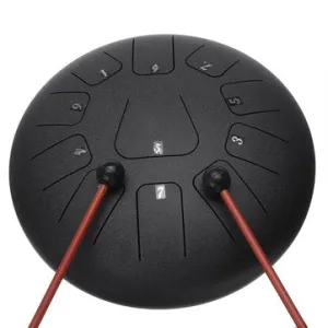 12 Inch 11 Note D Tone Steel Tongue Percussion Drum Handpan Instrument with Drum Mallets and Bag