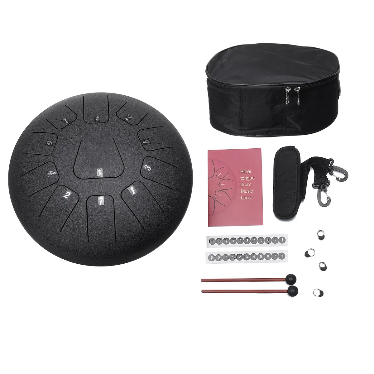 12 Inch 11 Note D Tone Steel Tongue Percussion Drum Handpan Instrument with Drum Mallets and Bag
