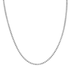14k White Gold Straight-line Diamond Tennis Necklace, 10.00ct