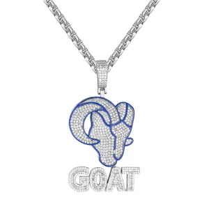 14K White Gold Tone Goat Face Icy Street Custom Pendant