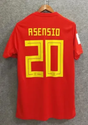 2018 Men Spain Jersey Home Asensio Jersey Soccer World Cup Jersey Fanatics