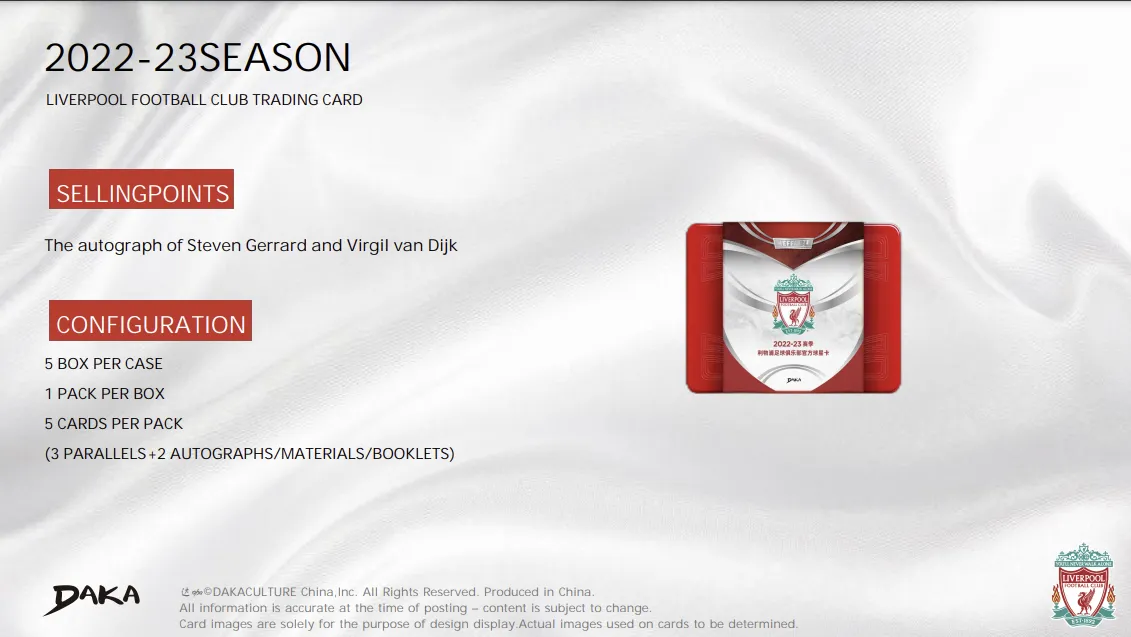 2022-23 Daka LIVERPOOL Ineffable FOOTBALL CLUB TRADING CARD