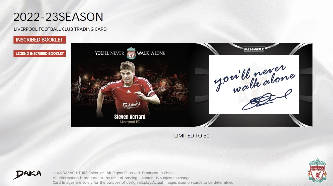 2022-23 Daka LIVERPOOL Ineffable FOOTBALL CLUB TRADING CARD