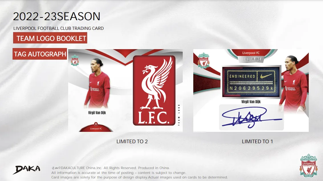 2022-23 Daka LIVERPOOL Ineffable FOOTBALL CLUB TRADING CARD