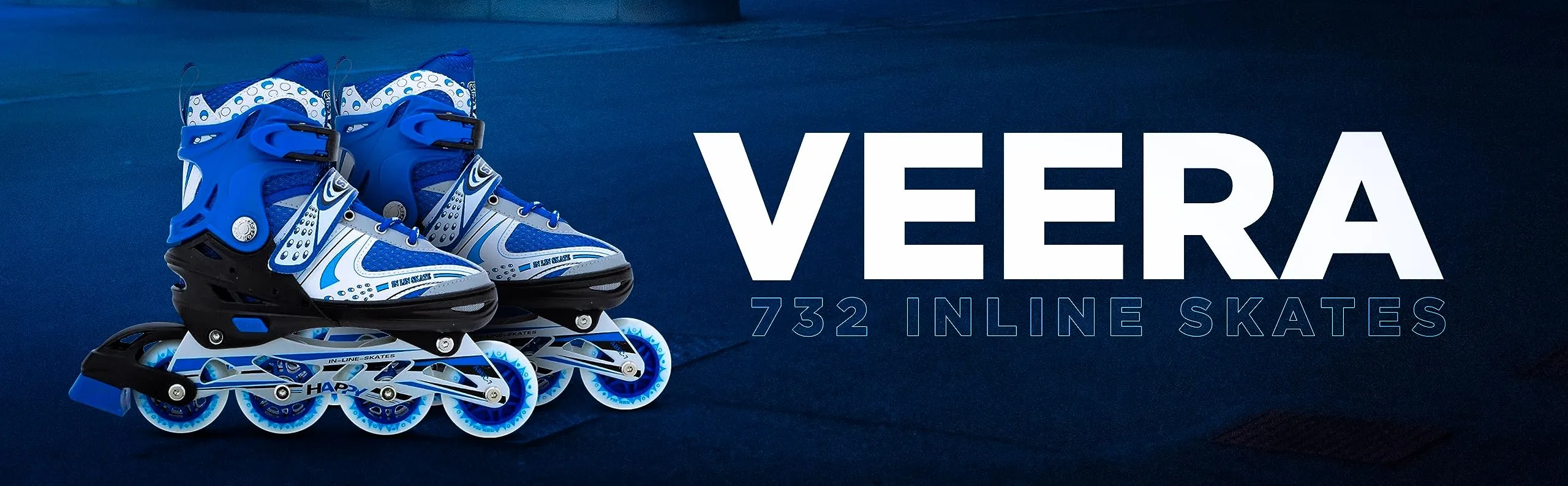 732 Aluminum-Alloy Adjustable Inline Skates | 70mm Wheels | Medium (Blue)