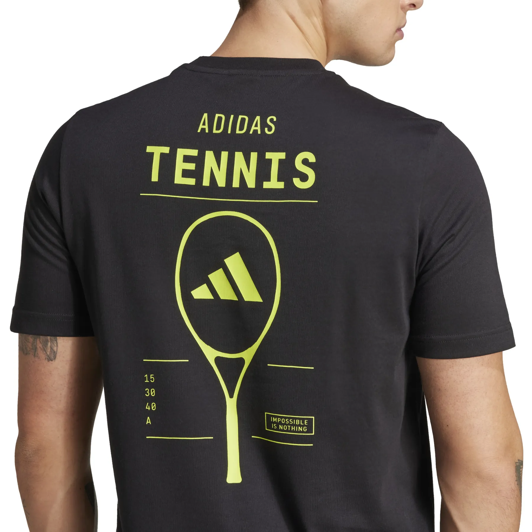 Adidas AEROREADY Tennis Graphic T-Shirt - Black / Lucid Lemon