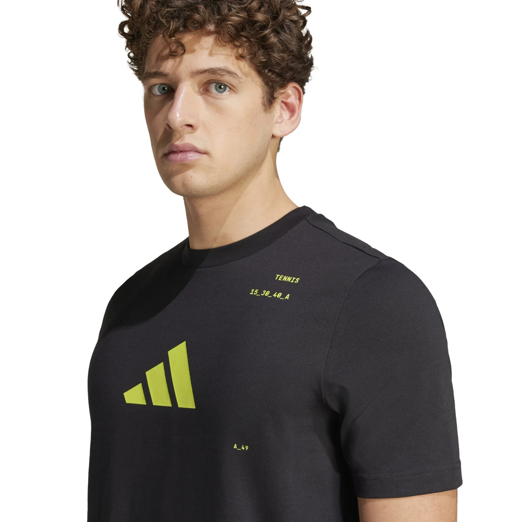 Adidas AEROREADY Tennis Graphic T-Shirt - Black / Lucid Lemon
