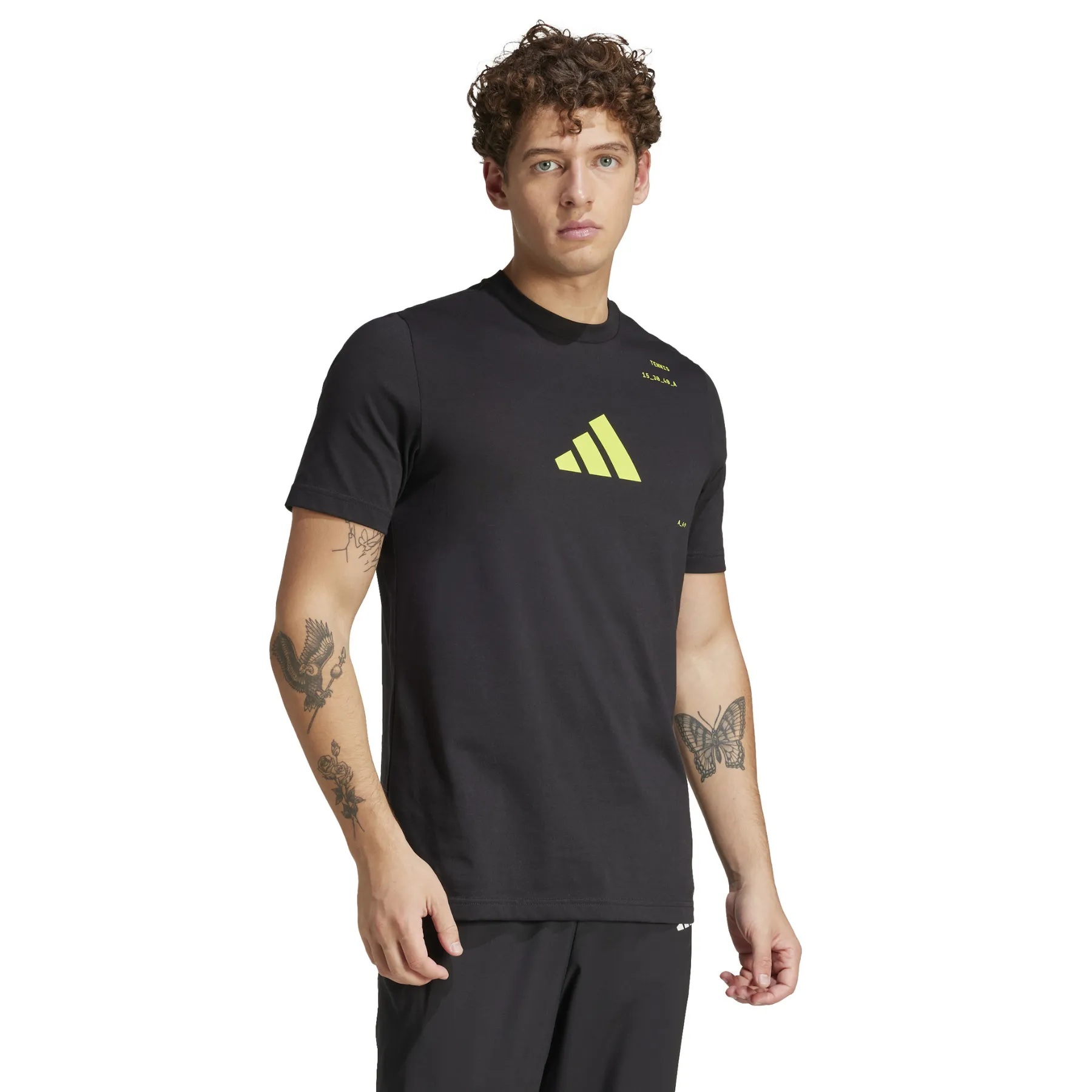 Adidas AEROREADY Tennis Graphic T-Shirt - Black / Lucid Lemon