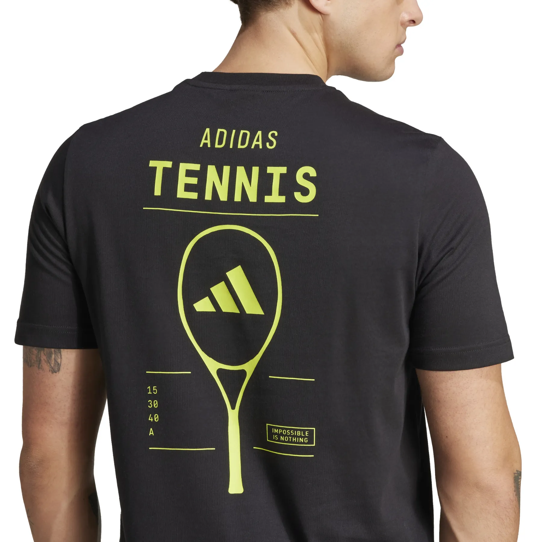 Adidas AEROREADY Tennis Graphic T-Shirt - Black / Lucid Lemon