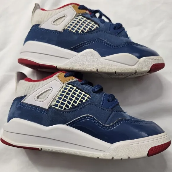 Air Jordan 4 Retro &quot;Messy Room&quot; French Blue/White,Red athletic sneakers size 10C