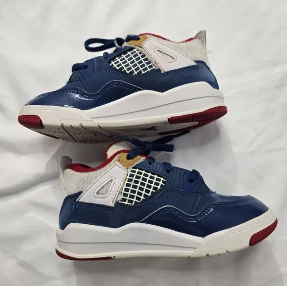 Air Jordan 4 Retro &quot;Messy Room&quot; French Blue/White,Red athletic sneakers size 10C