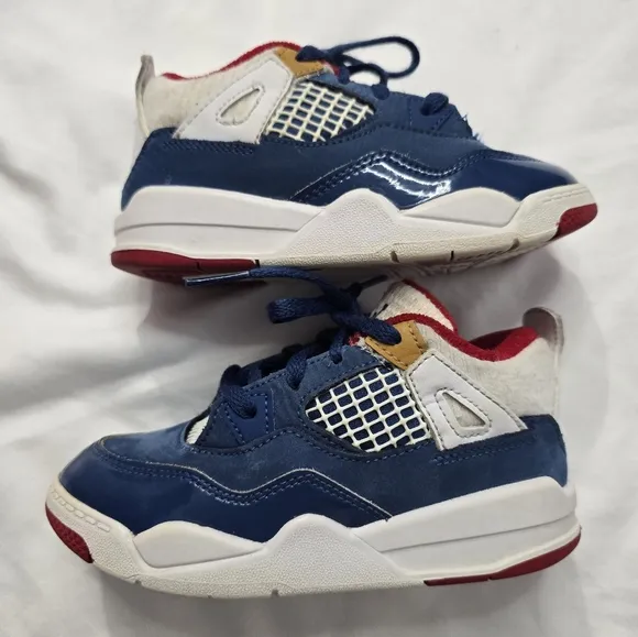 Air Jordan 4 Retro &quot;Messy Room&quot; French Blue/White,Red athletic sneakers size 10C