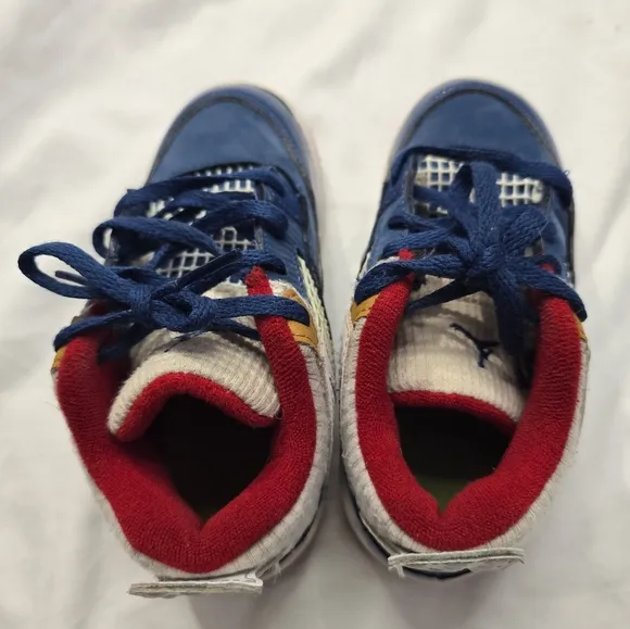 Air Jordan 4 Retro &quot;Messy Room&quot; French Blue/White,Red athletic sneakers size 10C