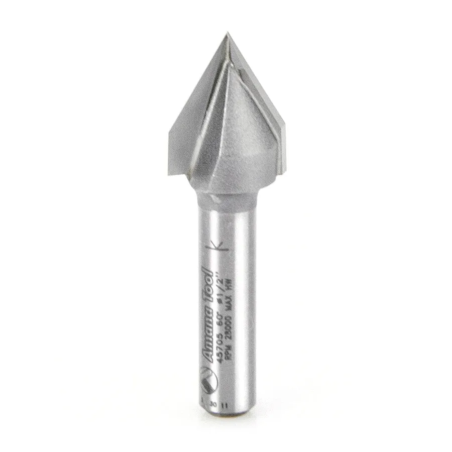 Amana 45705 Carbide Tipped V-Groove 60 Deg x 1/2 Dia x 5/8 x 1/4" Shank
