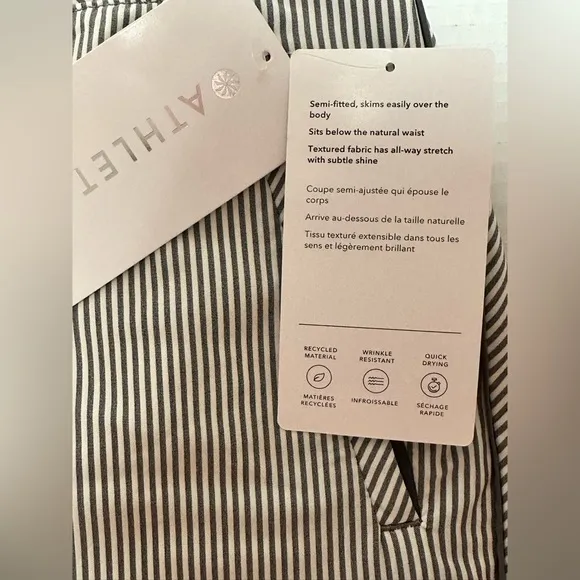Athleta Skirt Skort Gray White Stripe Quick Dry Active Wear Tennis Walk Size 8