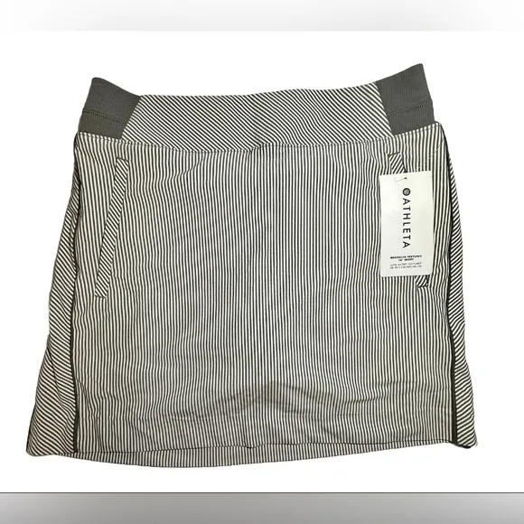 Athleta Skirt Skort Gray White Stripe Quick Dry Active Wear Tennis Walk Size 8