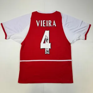 Autographed/Signed Patrick Vieira Arsenal Red Soccer Jersey Beckett BAS COA
