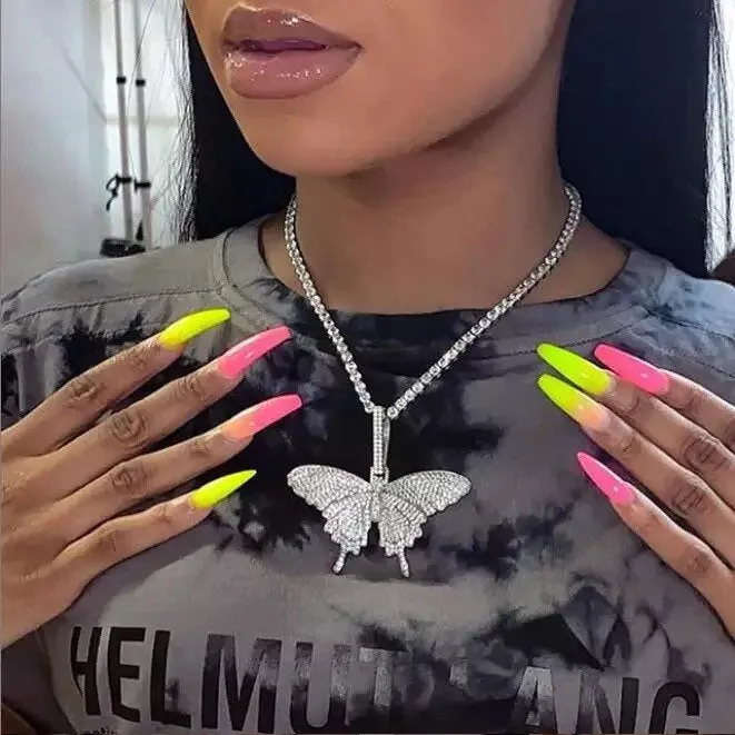 BIG cz butterfly tennis choker