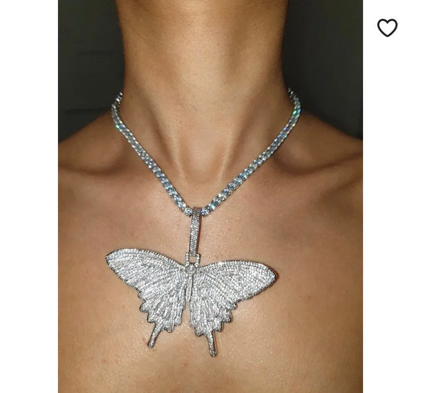 BIG cz butterfly tennis choker