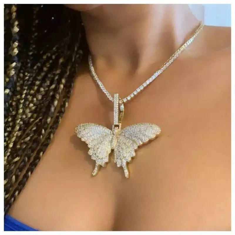 BIG cz butterfly tennis choker