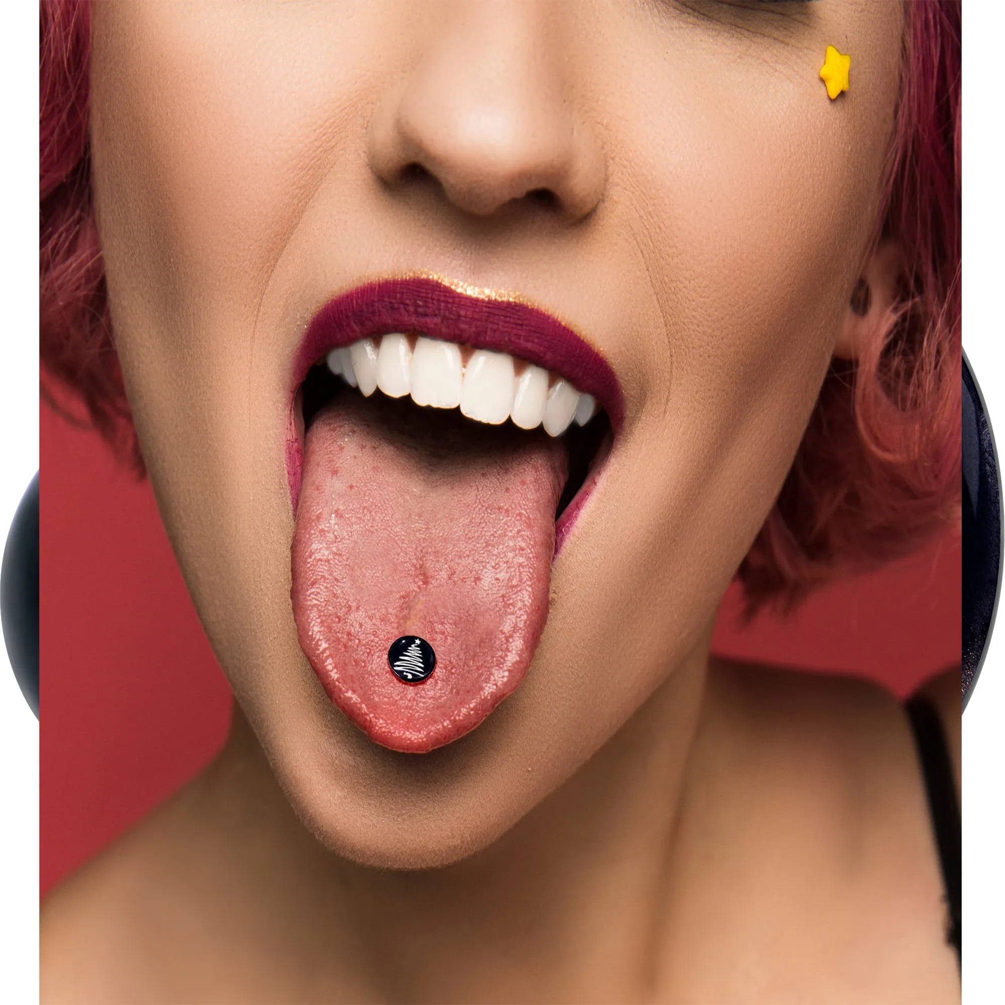 Black Glow in the Dark Holiday Christmas Tree Tongue Ring