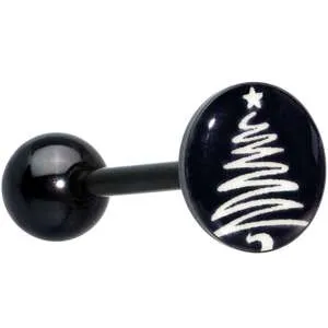 Black Glow in the Dark Holiday Christmas Tree Tongue Ring