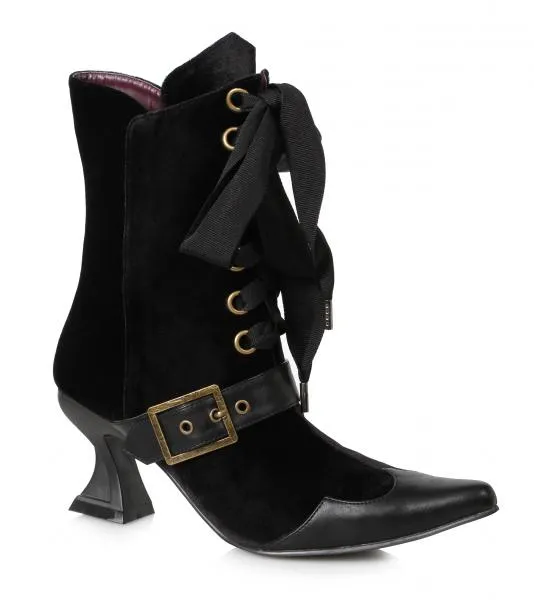Black - Velvet 3" Witch Bootie - Size