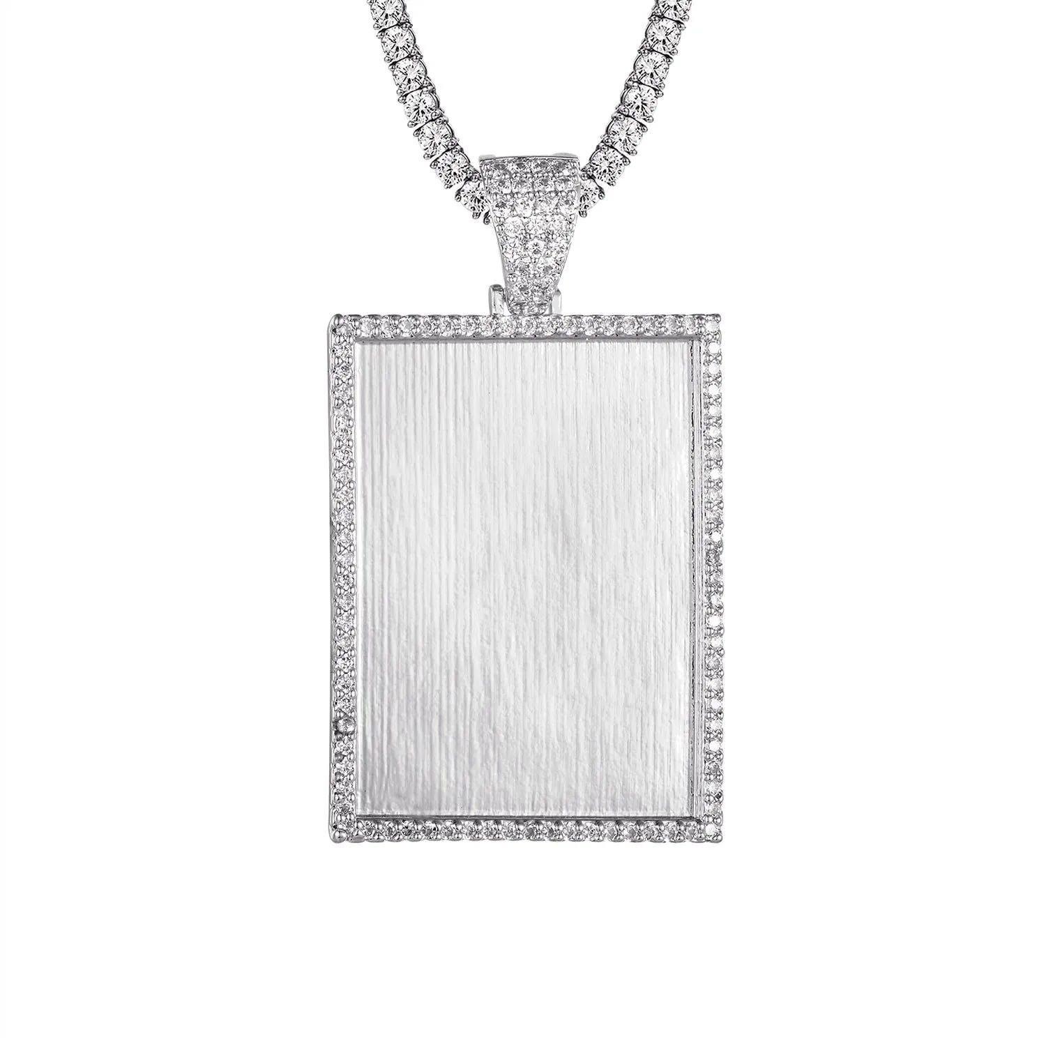 Bling Dog Tag Custom Picture Memory Photo Holder Pendant