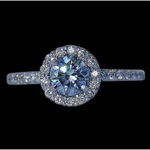 Blue Natural Earth Mined Diamond Ring