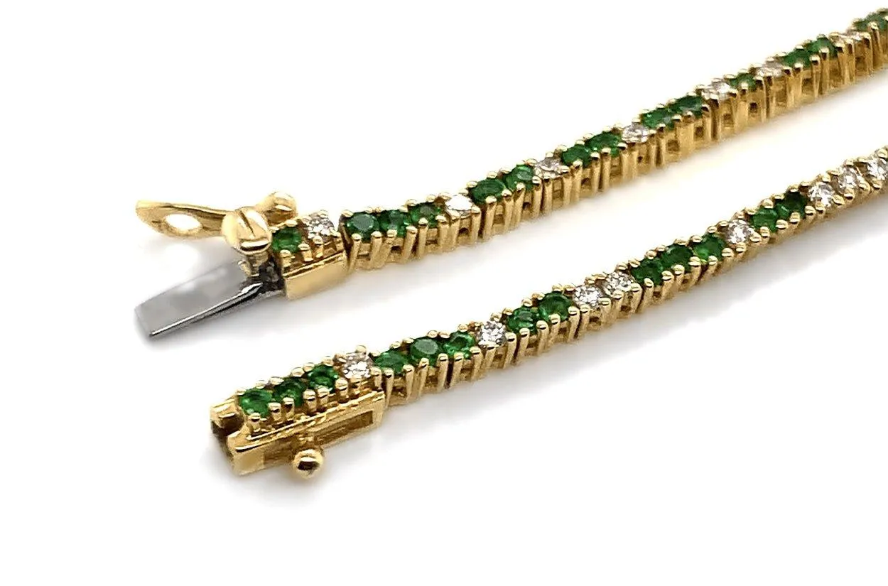 Bracelet 14kt Gold Petite Tennis Emeralds & Diamonds