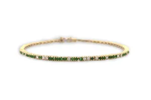 Bracelet 14kt Gold Petite Tennis Emeralds & Diamonds