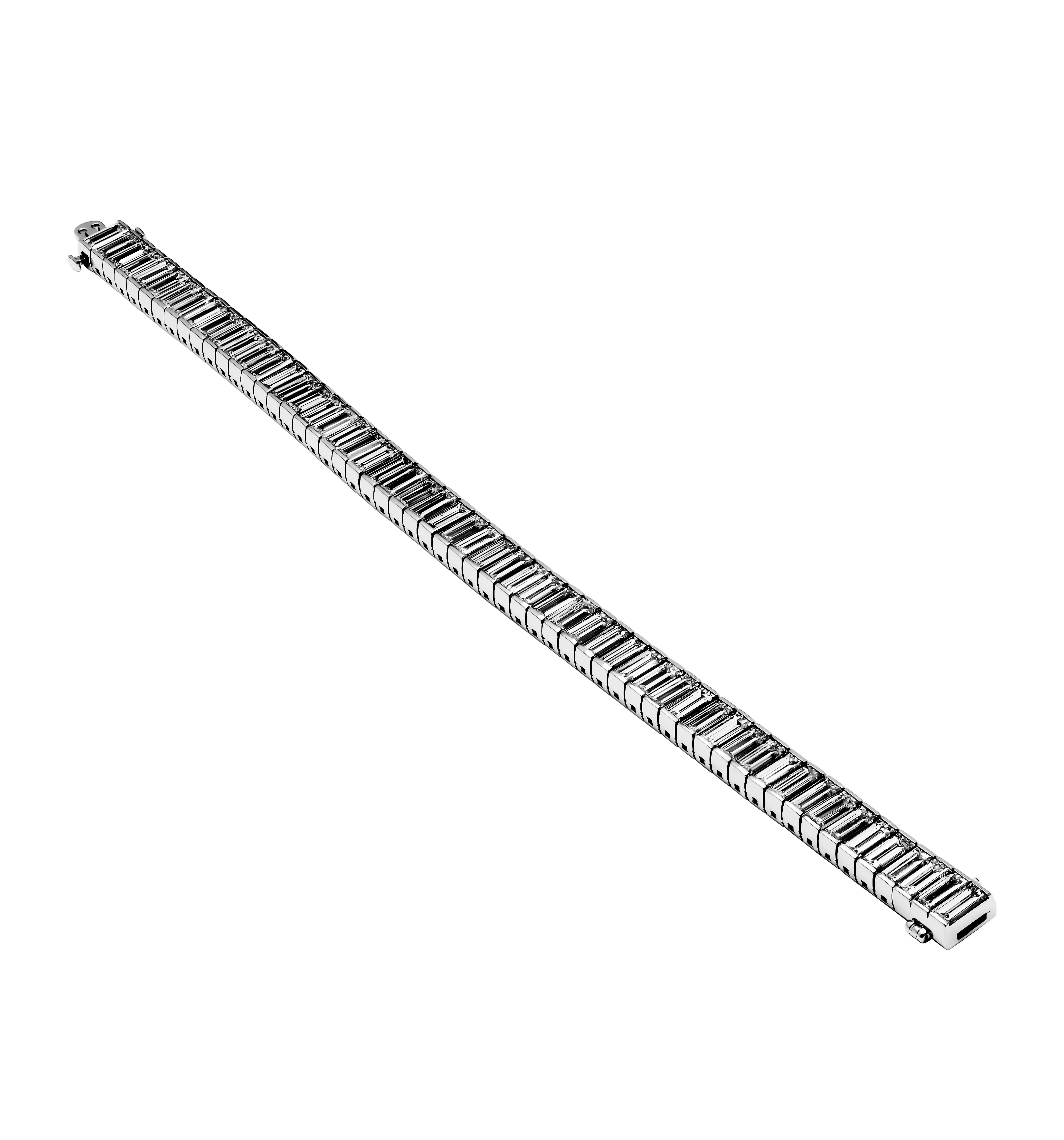 Channel Set Tennis Bracelet in Platinum with Baguette Diamonds