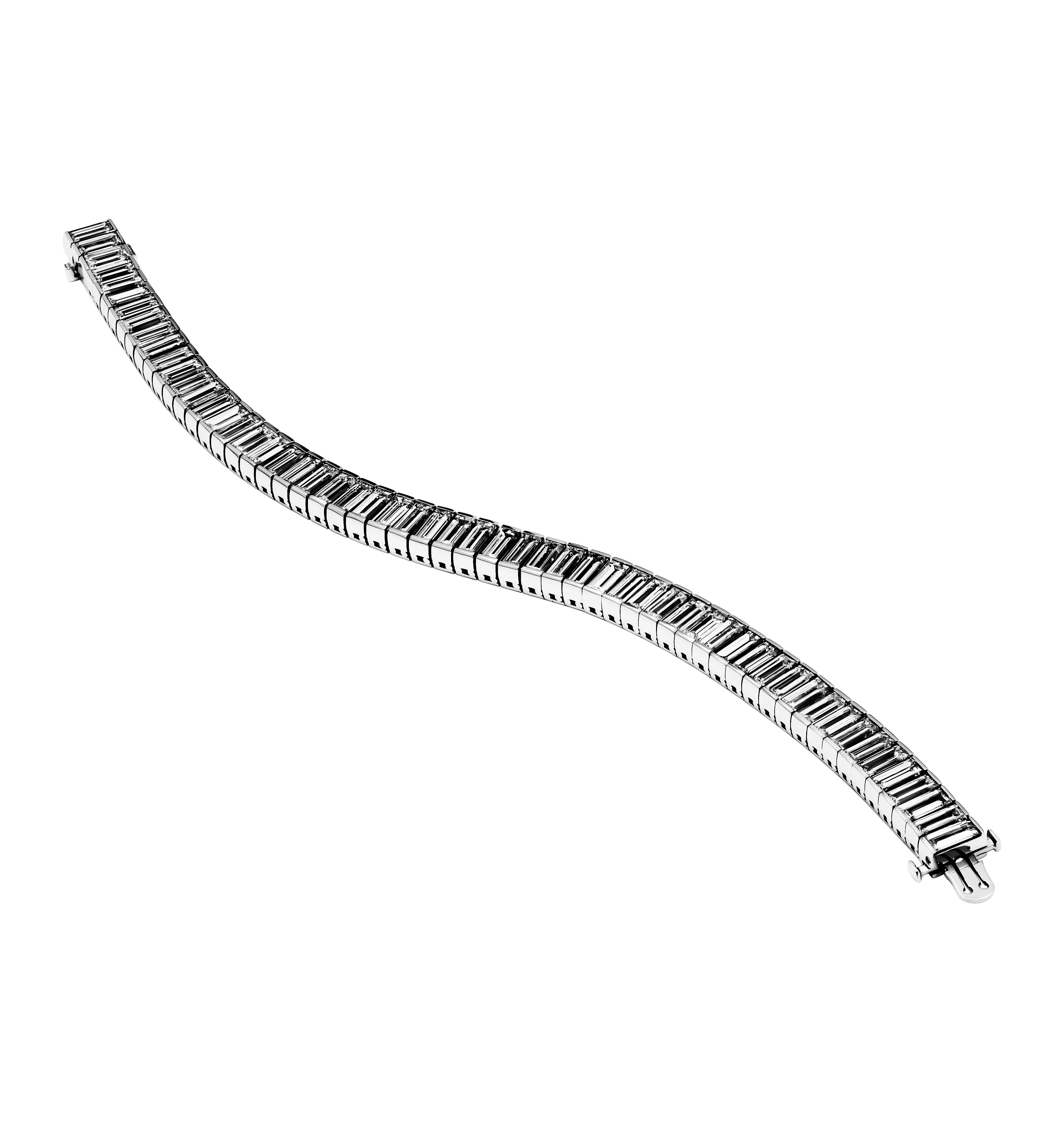 Channel Set Tennis Bracelet in Platinum with Baguette Diamonds