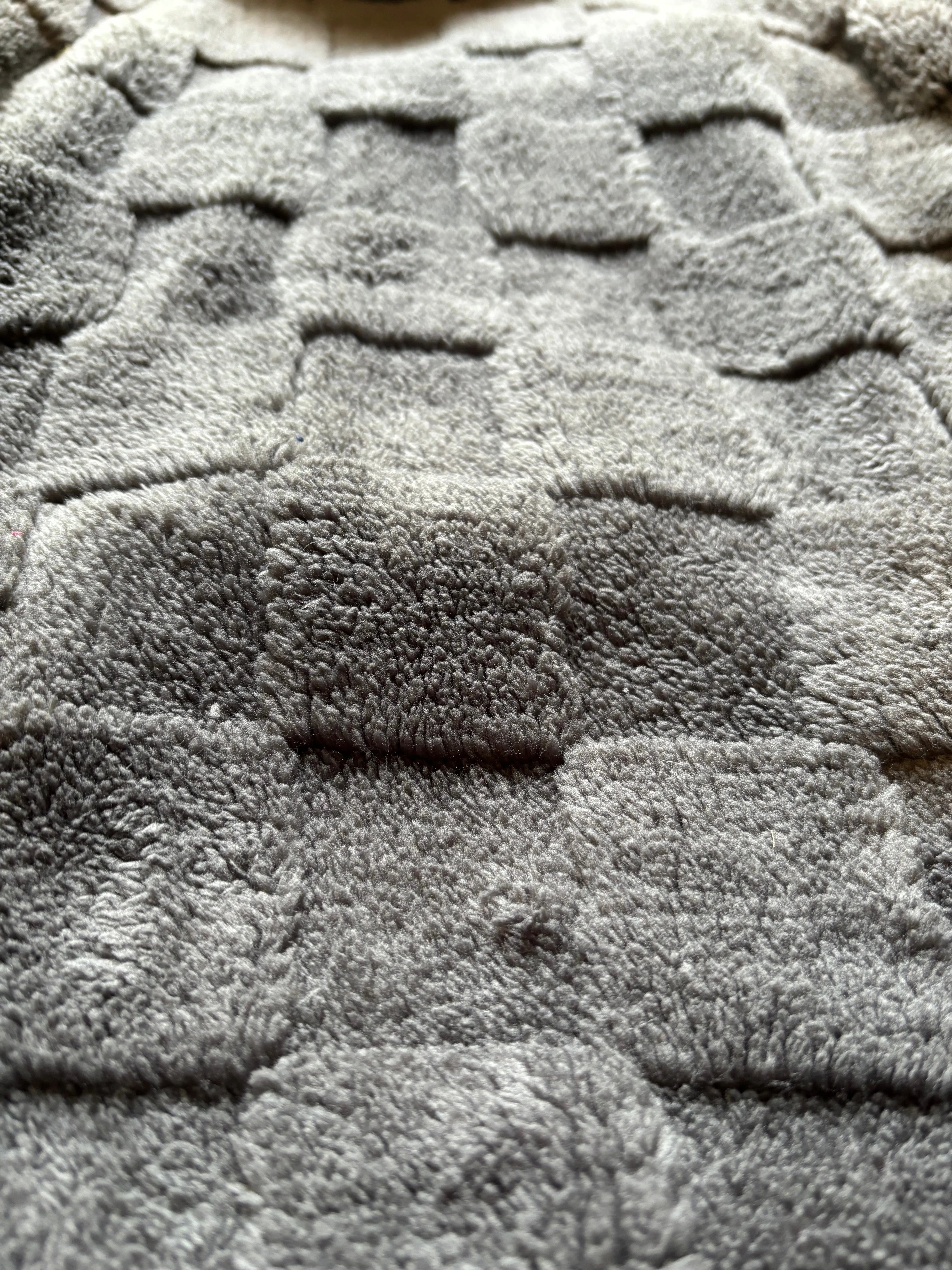 Checkered Floof - Charcoal - Hooded Long Sleeve Fleece