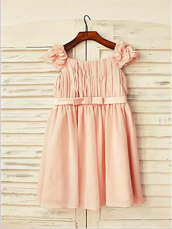Chiffon Princess Straps Sleeveless Layers Flower Girl Dresses Floor Length Ball Gown