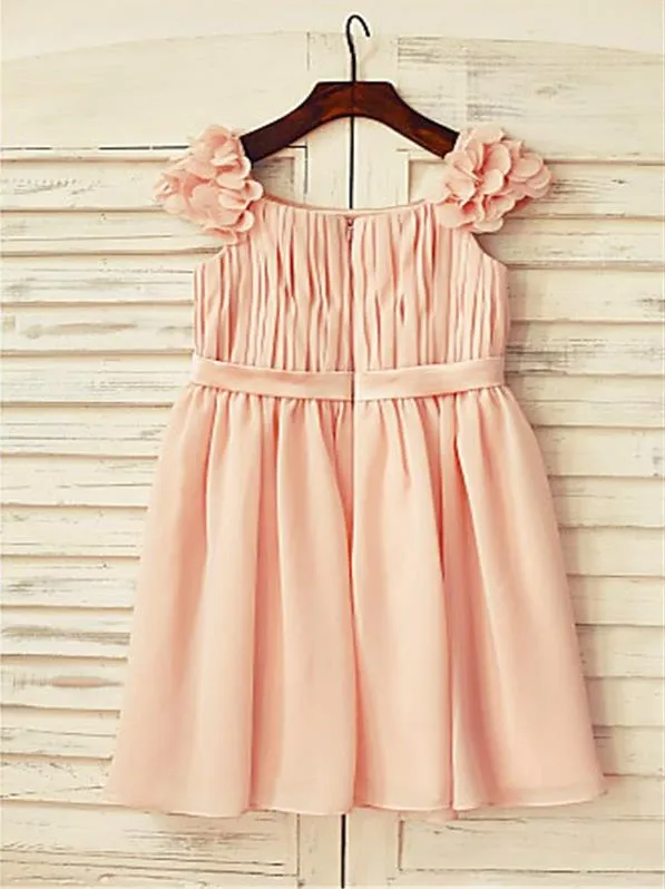 Chiffon Princess Straps Sleeveless Layers Flower Girl Dresses Floor Length Ball Gown