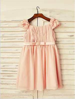 Chiffon Princess Straps Sleeveless Layers Flower Girl Dresses Floor Length Ball Gown