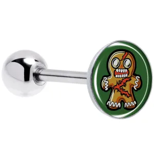 Christmas Holiday Zombie Gingergread Man Barbell Tongue Ring