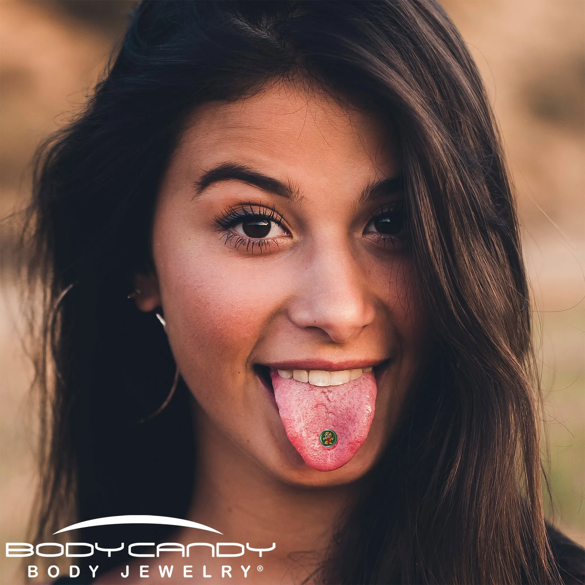 Christmas Holiday Zombie Gingergread Man Barbell Tongue Ring