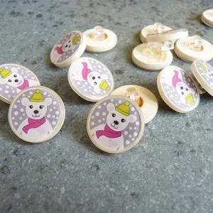 Coconut Resin Button - Polar Bear