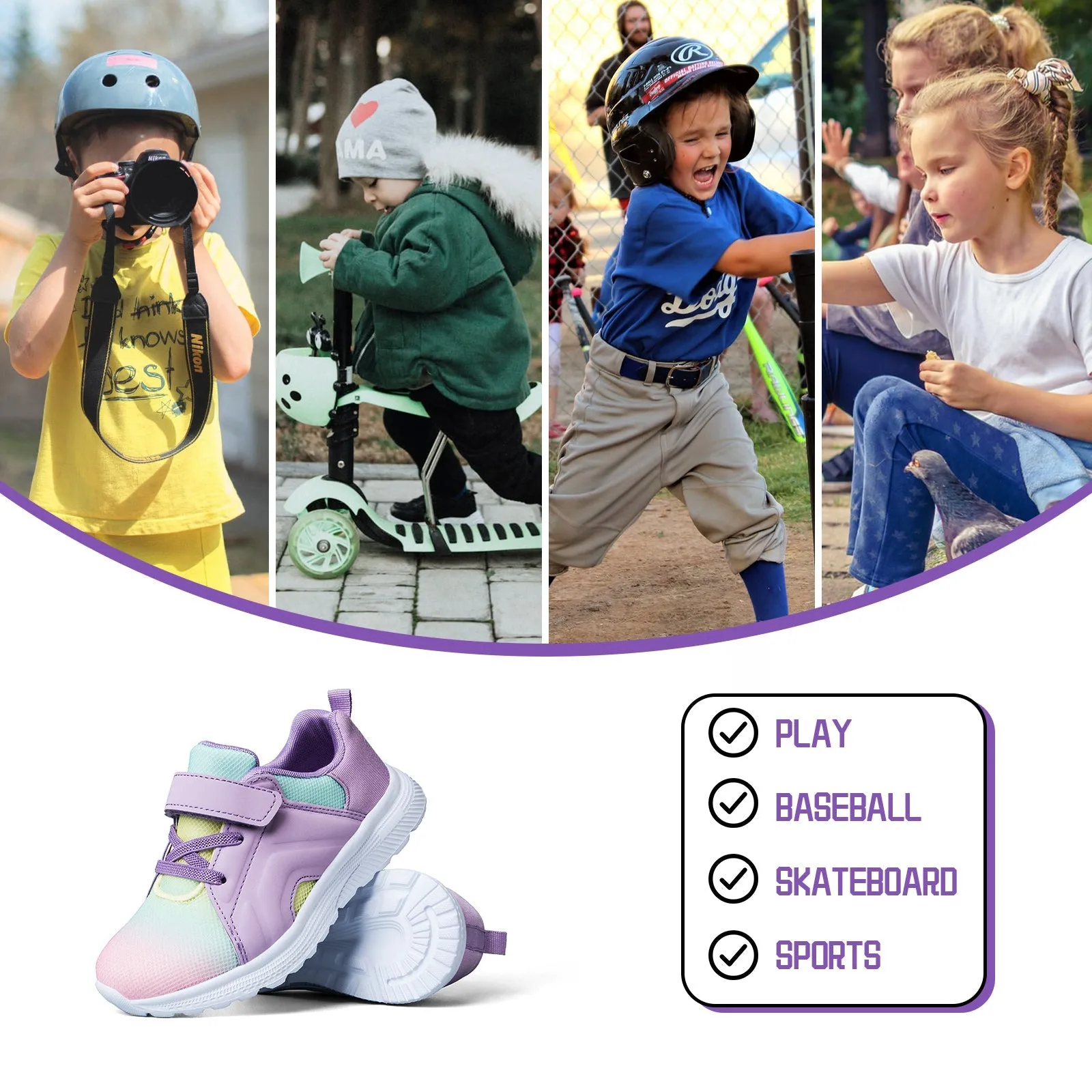 Colorful Lace-Up Velcro Tennis Sneakers