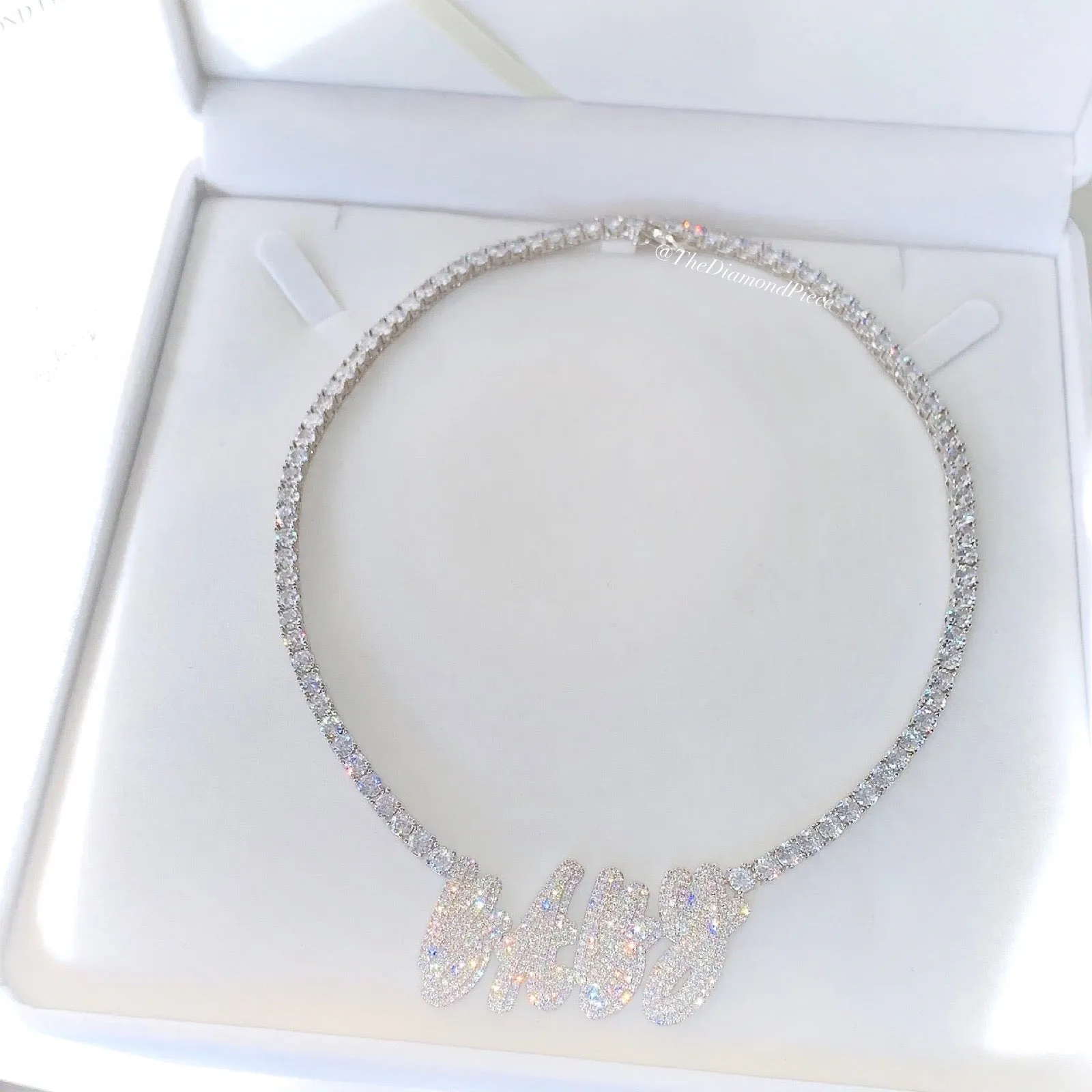 Custom CZ Diamond Tennis Name Necklace