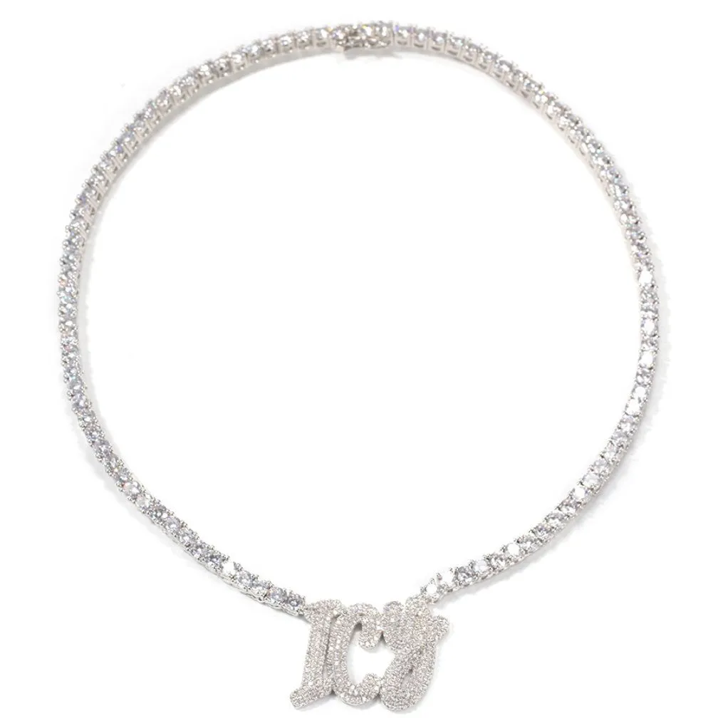 Custom CZ Diamond Tennis Name Necklace