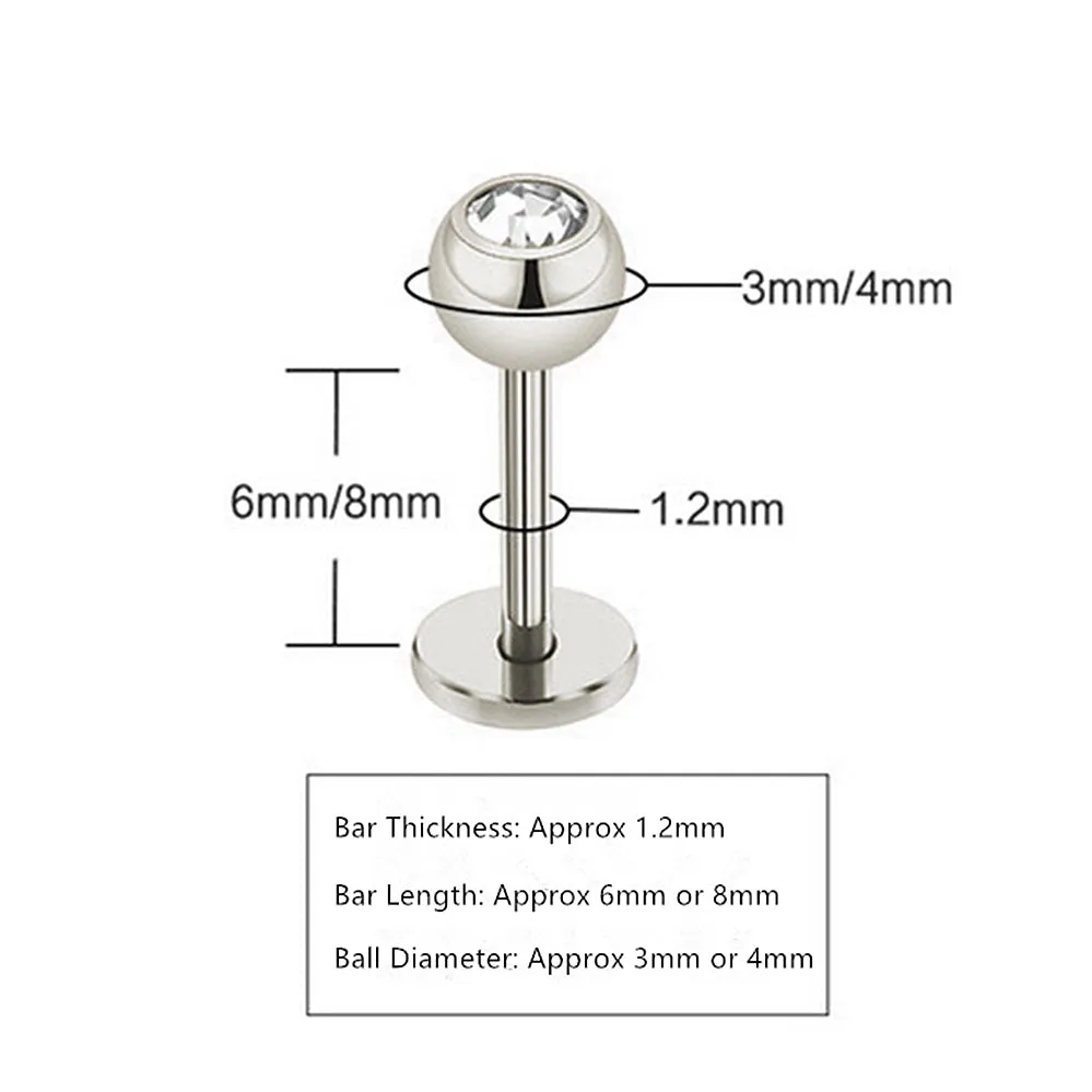 Diamond Labret Unisex Lip Piercing Studs