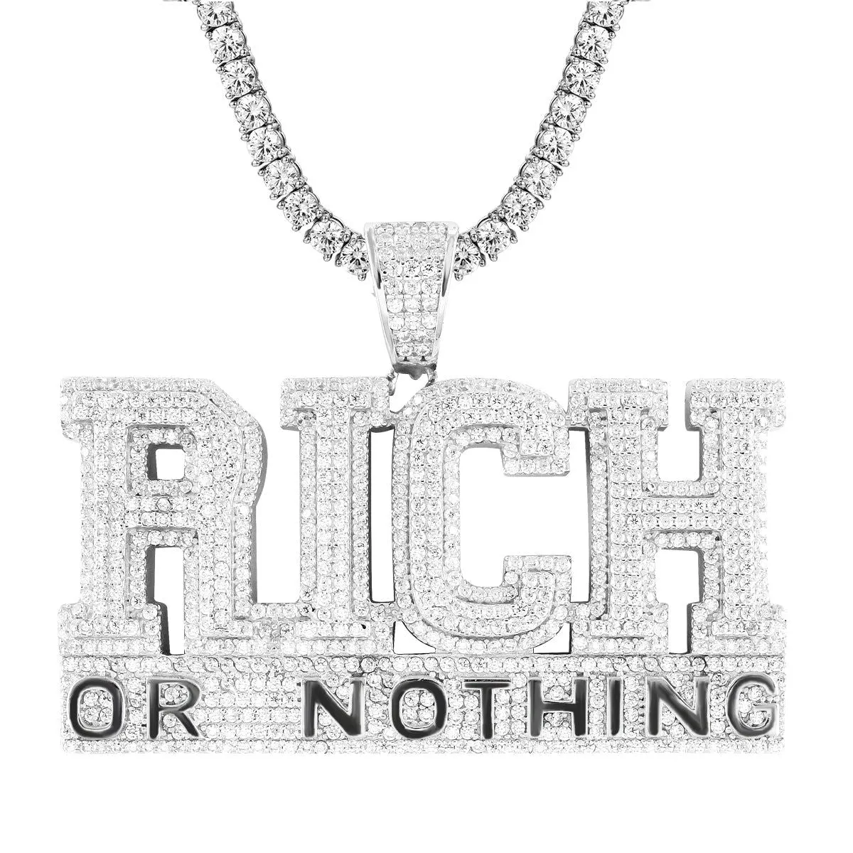 Double Layer Rich Or Nothing Hip Hop Style Mens Pendant Chain