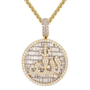 Faith Medallion Muslim God Allah Arabic Icy 14k Gold Tone Pendant