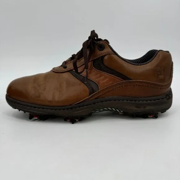 FOOTJOY Contour Series Brown Leather Golf Shoes with Spikes Size 10W 10 54193
