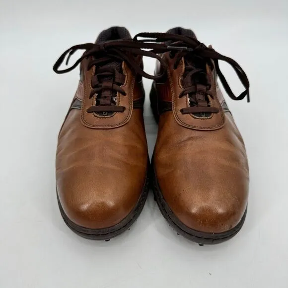 FOOTJOY Contour Series Brown Leather Golf Shoes with Spikes Size 10W 10 54193