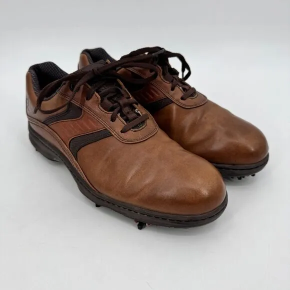 FOOTJOY Contour Series Brown Leather Golf Shoes with Spikes Size 10W 10 54193